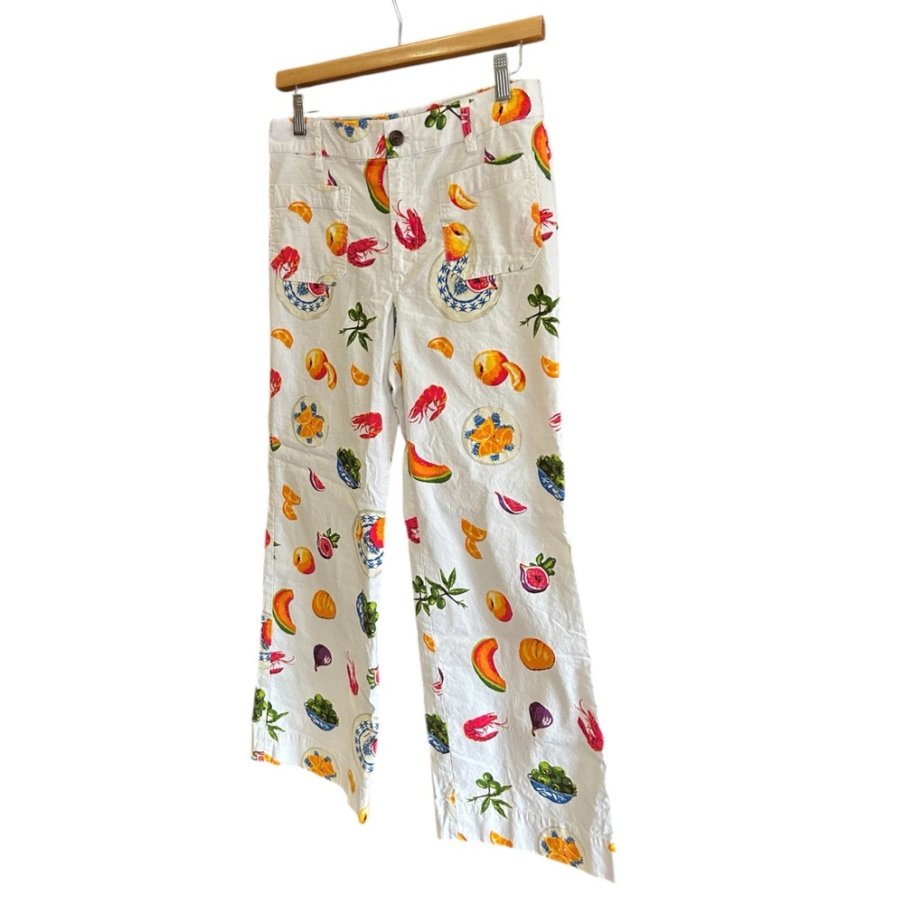 J CREW Lizzie High-Rise Patch-Pocket Wide Leg Pants‎ Fruit Print 28P - Picture 4 of 13